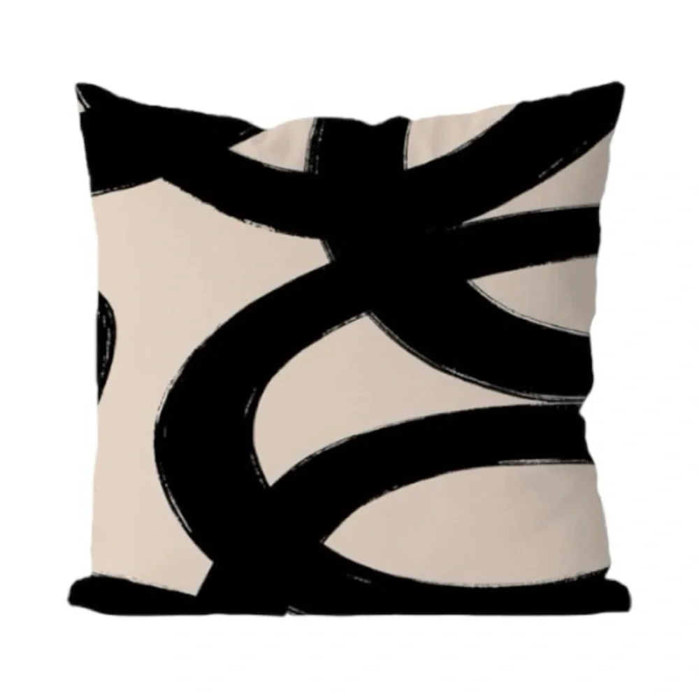 Modern Black and Off-White Throw Pillow Cover, 18”x18”